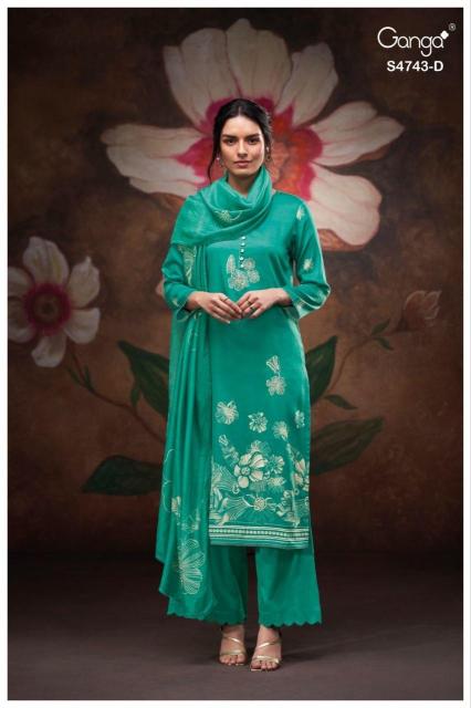 Ganga brivi 4743 cotton satin dye and tye dress material wholesale